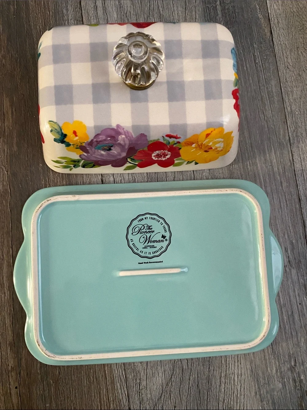 The Pioneer Women Sweet Romance Double Butter Dish Ceramic.